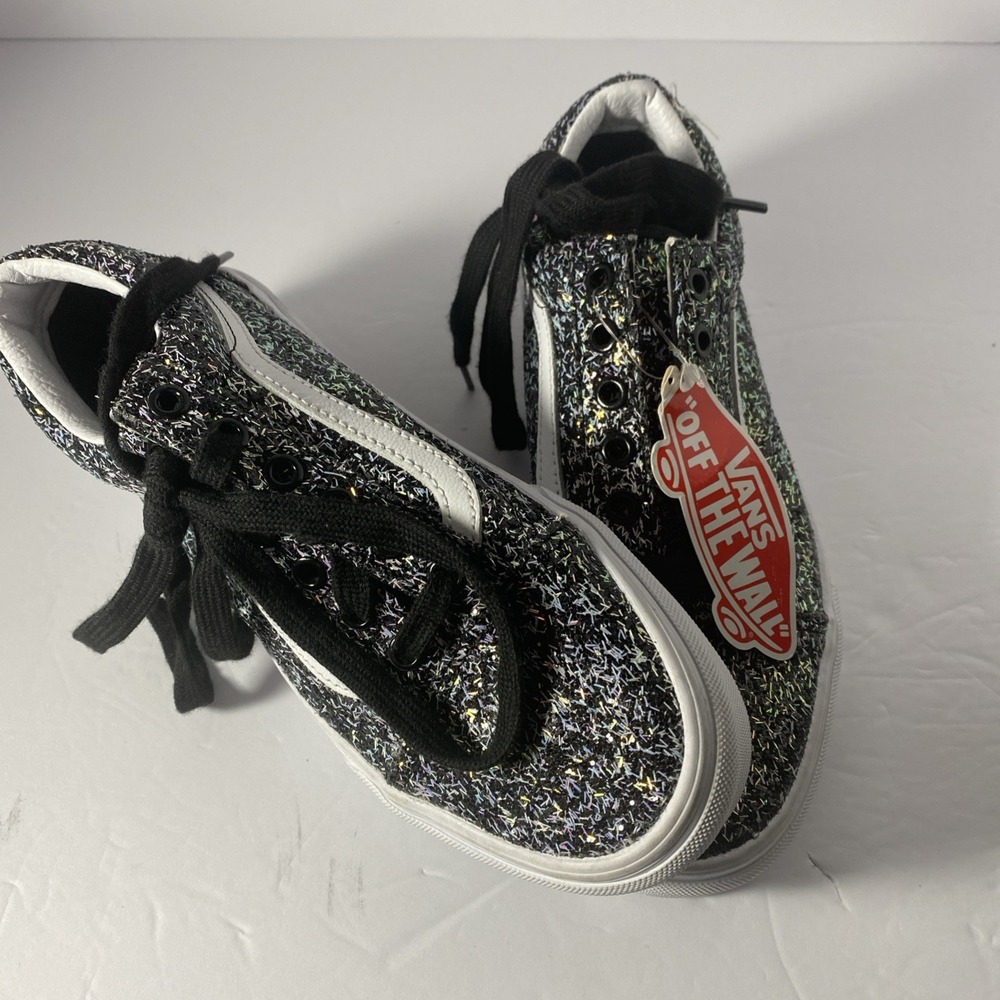 - VANS Authentic Off The Wall Black Glitter Sneakers‎ Size 6.5 New